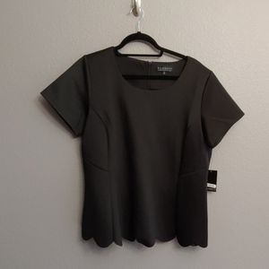 NWT black top with scalloped trim